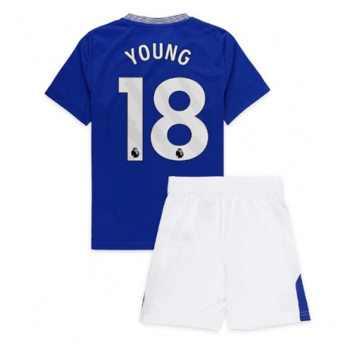 Fotbalové Dres Everton Ashley Young #18 Dětské Domácí 2024-25 Krátký Rukáv (+ trenýrky)